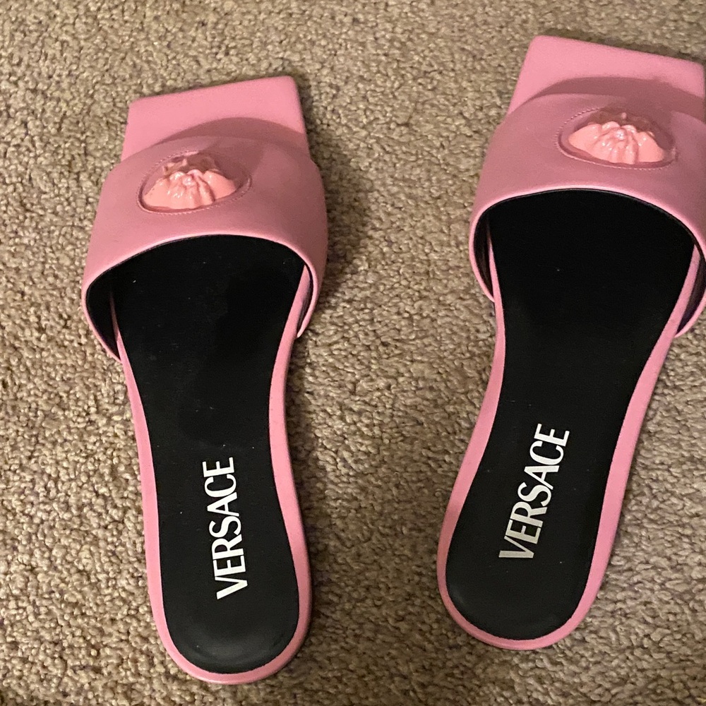 Versace Pink Medusa Mules